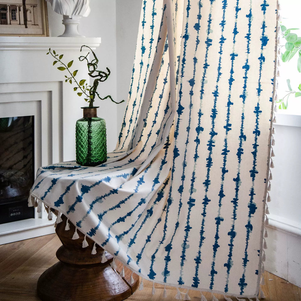 Vertical Stripe Geometric Print Curtains