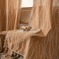Tri-Color Curved Print Fringe Curtains