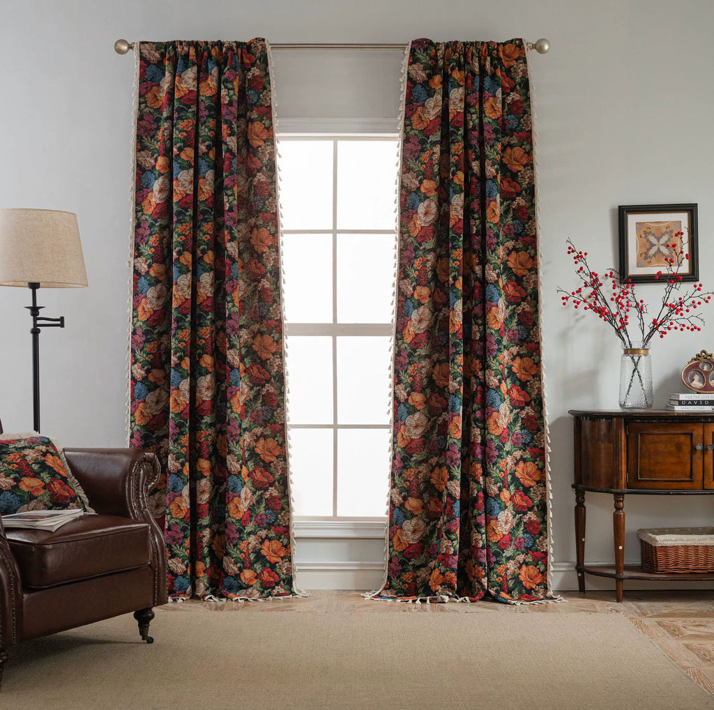 Geometric Color-Blocking Jacquard Curtains