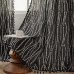 Tri-Color Curved Print Fringe Curtains