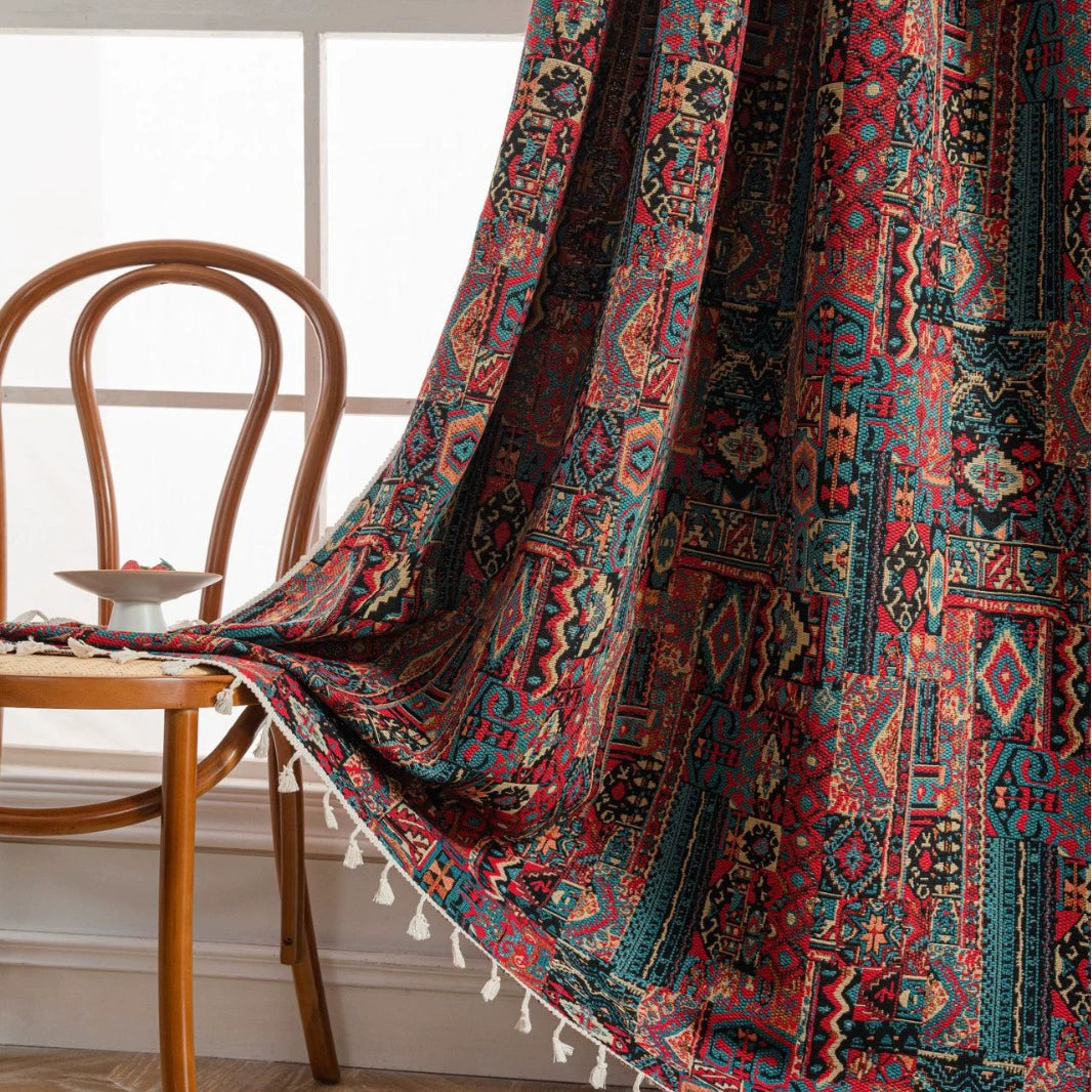 Geometric Color-Blocking Jacquard Curtains
