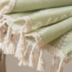 Tri-Color Curved Print Fringe Curtains